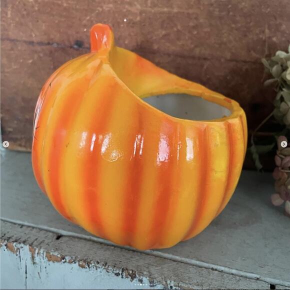 Vintage Halloween Anthropomorphic Jack JOL Pumpkin Planter Holland Floral Taiwan - Picture 3 of 8